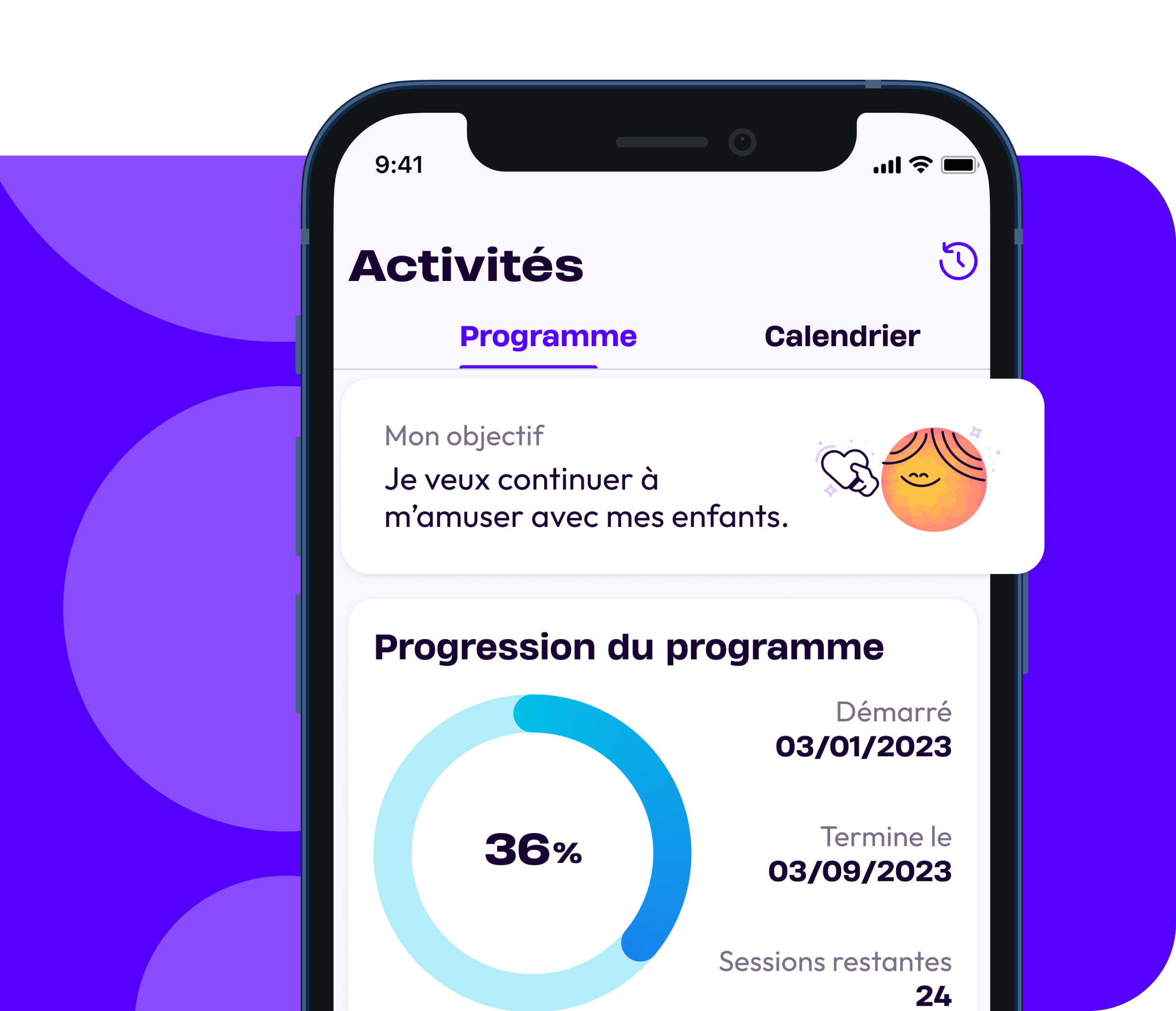 Présentation d'activités de l'application physio.me